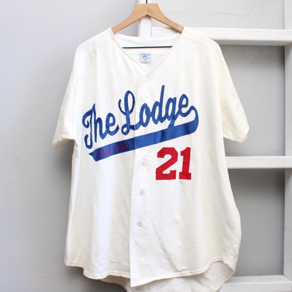Reebok Other - Reebok Vintage The Lodge Chicago White Blue Red Baseball Jersey Size XL